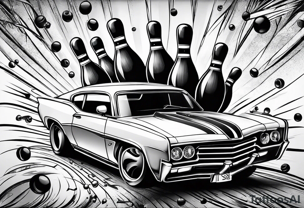 Bowling and cars tattoo idea