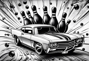 Bowling and cars tattoo idea