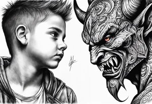 Demon stalking a boy tattoo idea