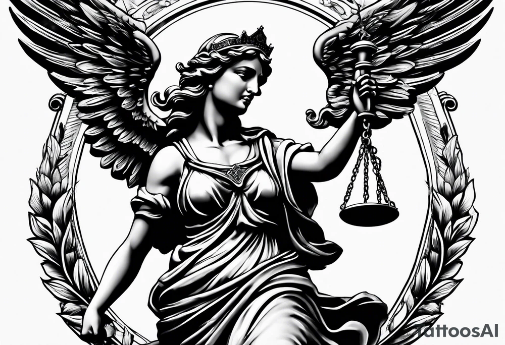 lady justice with wing
very realistic
merciful tattoo idea