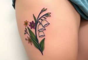 White lily in the valley bells with other different colored lilies surrounding tattoo idea