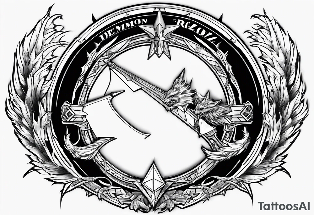 Demon of razgriz from ace combat 5 with an energy sword from halo 3 tattoo idea