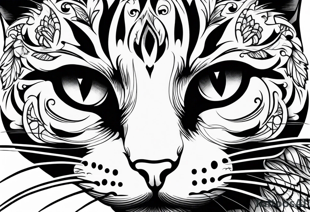 black cat with penis tattoo idea