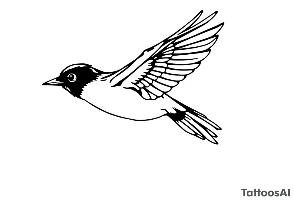Male European Blackbird flying tattoo idea tattoo idea