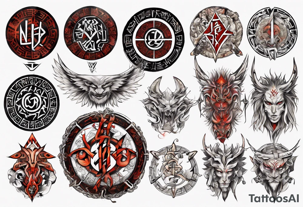 Nórdic runes Style yakuza full body tattoo idea