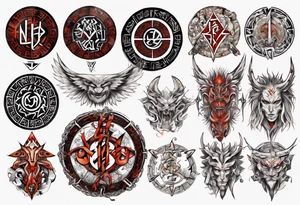 Nórdic runes Style yakuza full body tattoo idea