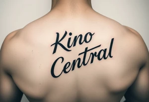 Forearm tattoo with the words kino central tattoo idea