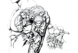 12 or more anime characters in their powerful form... More abstract tattoo idea