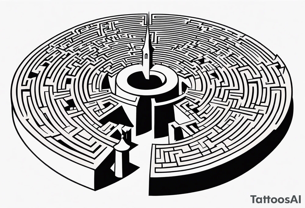 Labyrinth Maze with castle tattoo idea