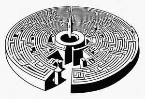 Labyrinth Maze with castle tattoo idea