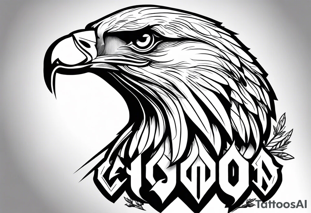 realistic eagle full body  sit face front tattoo idea