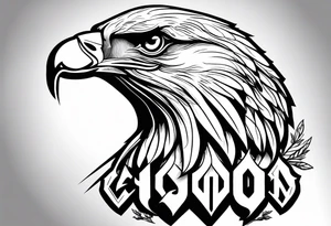 realistic eagle full body  sit face front tattoo idea