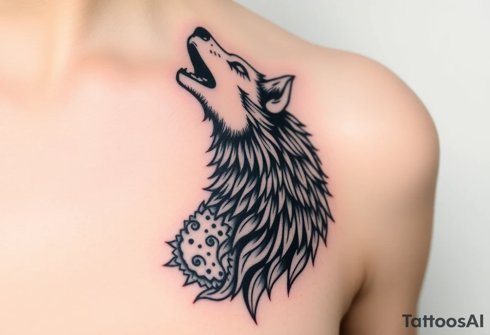 A  wolf snarling as a sheep  mystical creature tattoo idea