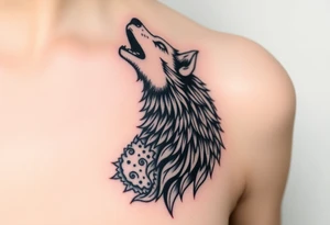 A  wolf snarling as a sheep  mystical creature tattoo idea