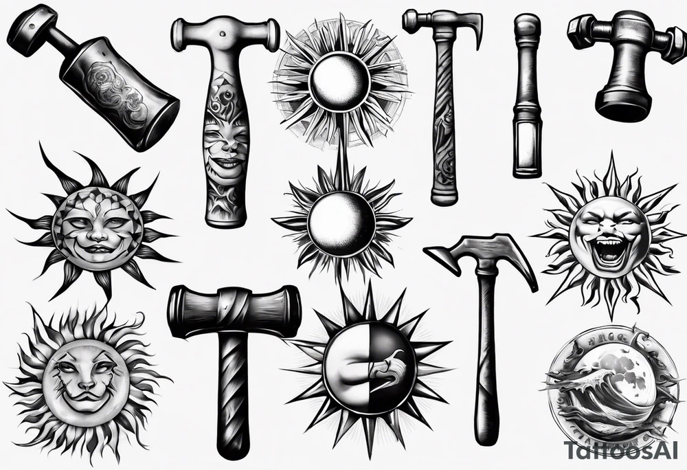 Sun hugs a hammer tattoo idea