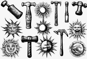 Sun hugs a hammer tattoo idea