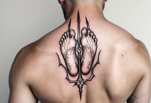 barefoot behind trident tattoo idea
