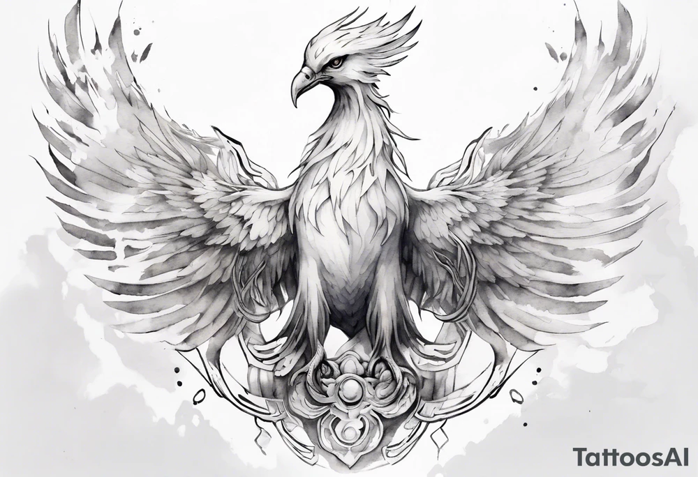 a white phoenix with an iron circlet on it's head tattoo idea