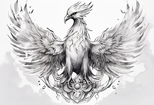 a white phoenix with an iron circlet on it's head tattoo idea