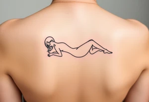 delicate small silhouette of woman lying on her side tattoo idea