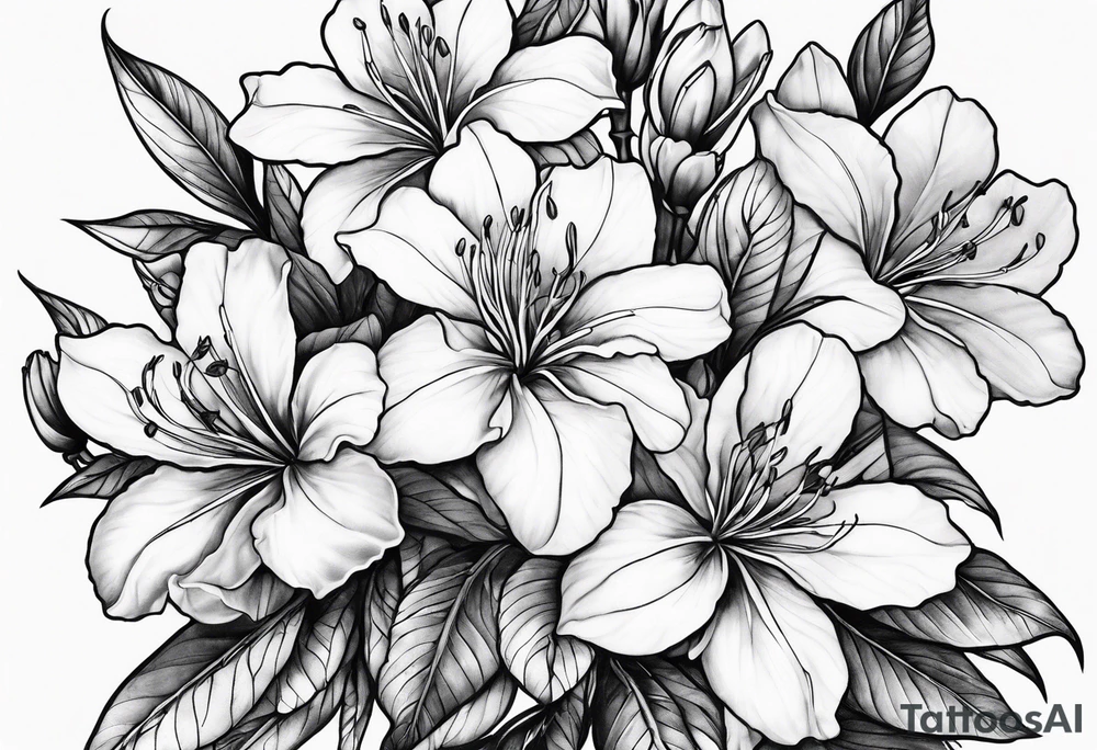 5-petal azaleas along a long branch tattoo idea