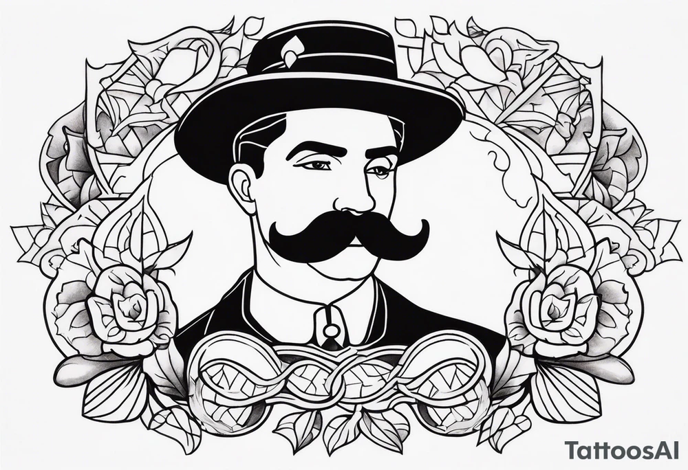 traditional tattoo of man with mustash tattoo idea