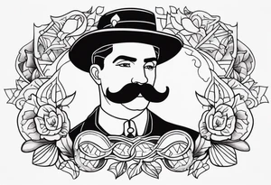 traditional tattoo of man with mustash tattoo idea