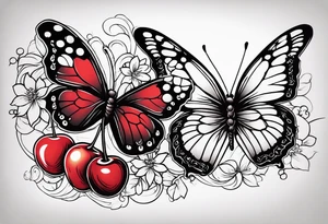 butter fly and two cherry tattoo idea
