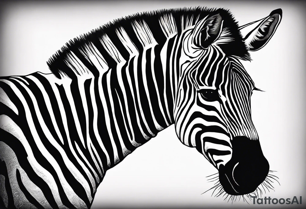 Portrait of a zebra wearing regal clothing, vintage looking, but its main is coloured brightly the same as autism awareness. I want the zebra too almost look human and to be bursting out of a jigsaw piece tattoo idea