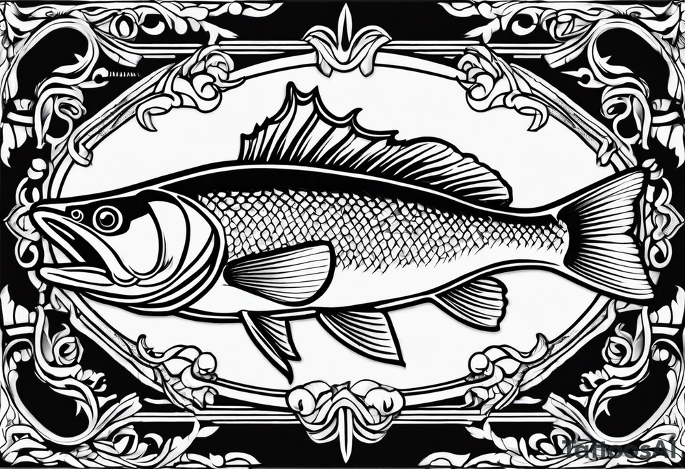 outline walleye simple small no scales tattoo idea