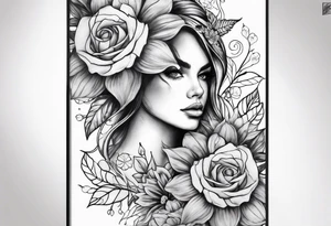December october march burth flower arm sleeve tattoo idea