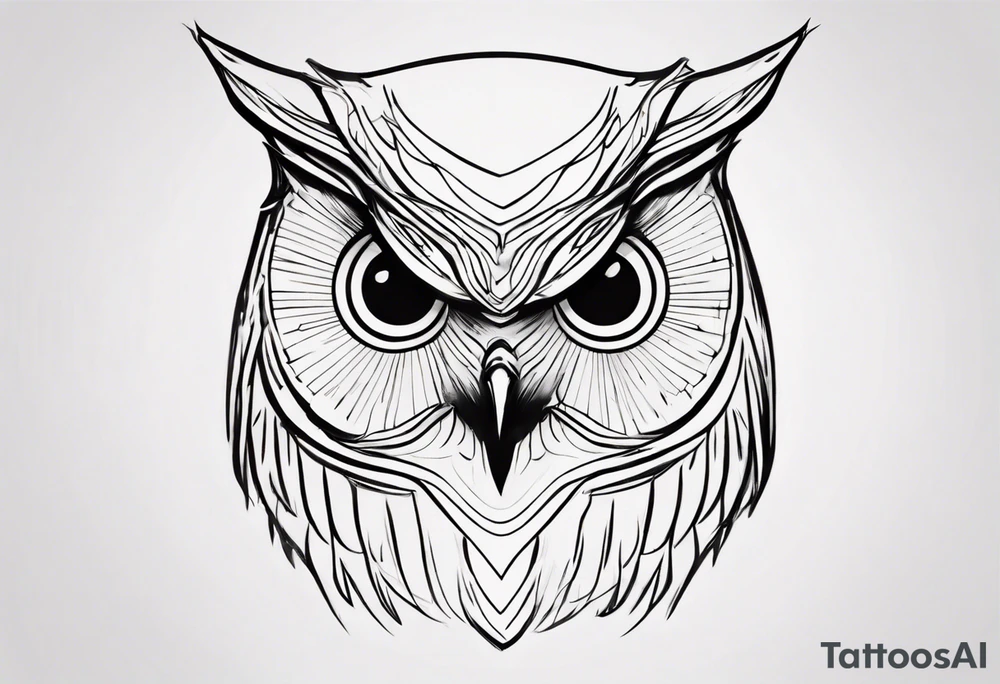 create one-line art of a owl head. the line has to start at the buttom and be finished at the top tattoo idea