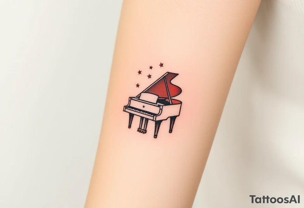 grand piano under the stars swirl treble tattoo idea