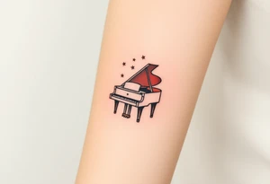 grand piano under the stars swirl treble tattoo idea