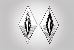 simple line tattoo of elongated diamond split down the middle vertically into 2 mirror image shapes tattoo idea