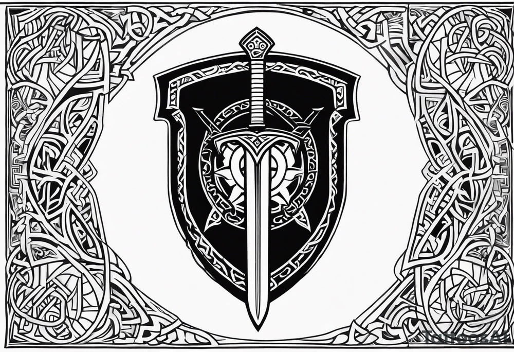 Viking valhalla sword shield tattoo idea