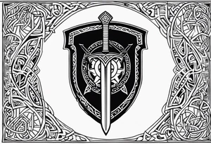 Viking valhalla sword shield tattoo idea