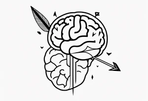 Picture of a heart and brain with an arrow pointing down underneath tattoo idea