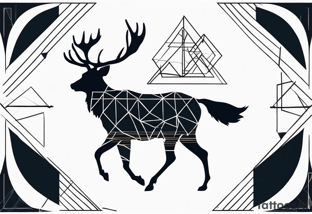 Wald silhouette mit Geometric Muster im Hintergrund tattoo idea