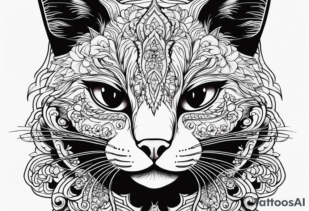 Black cat tattoo idea