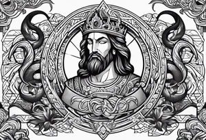 Almighty powerful King Jesus battling the Serpent tattoo idea