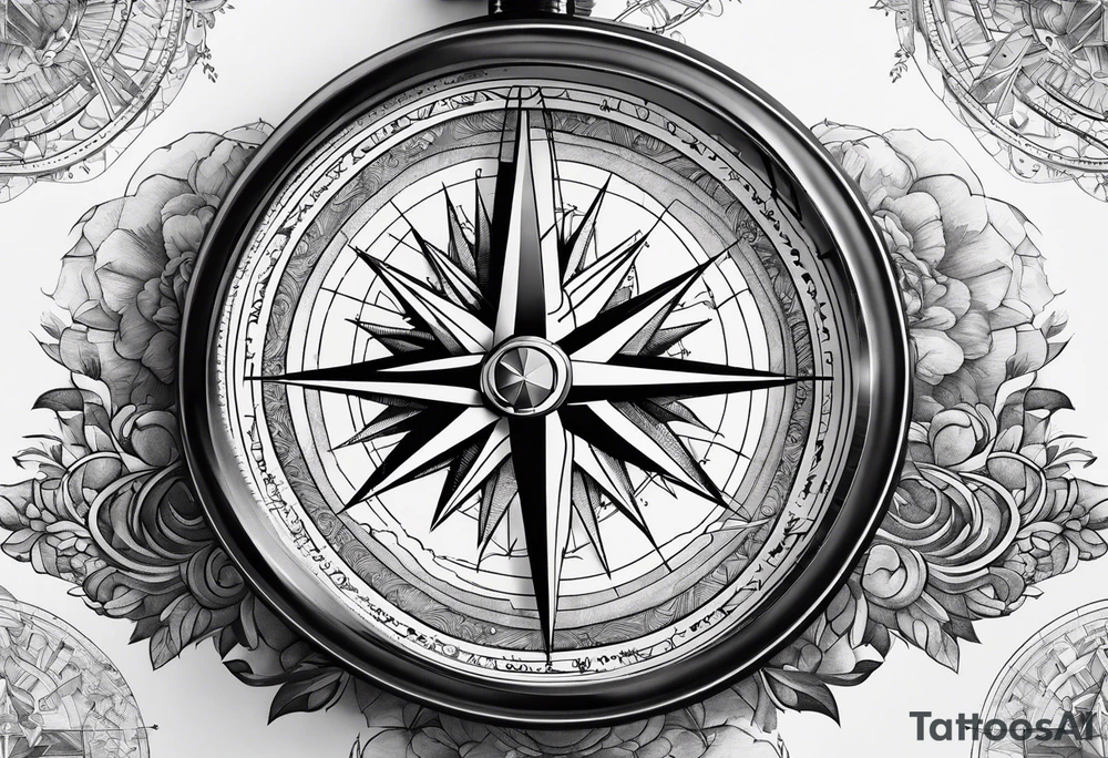 Compass on world map tattoo idea