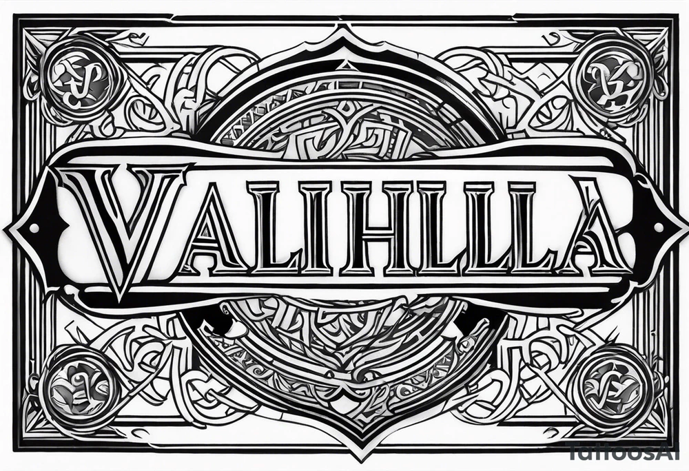 Valhalla shield sword axe fire tattoo idea