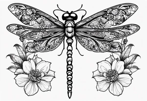 Dragon fly with flowers from mexican skull tattoo idea