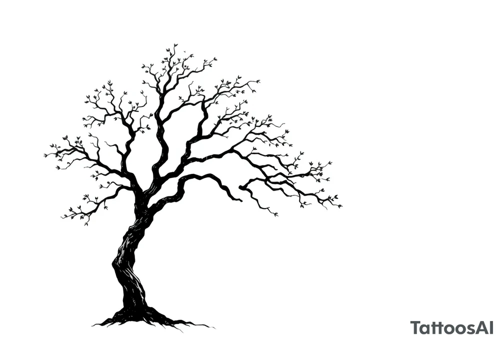 simple windy tree with date 02.18.1998 tattoo idea
