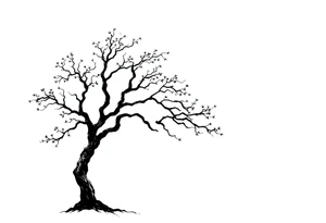 simple windy tree with date 02.18.1998 tattoo idea
