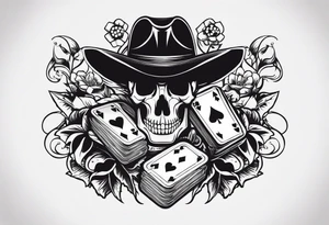 wild west sleeve with playing cards, dice tattoo idea