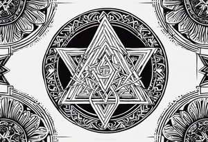 Its a pagan charm of the tetragrammaton to represent Rebecca Sierra 's powerful connection to God as a chosen one with class and elegance in the design tattoo idea