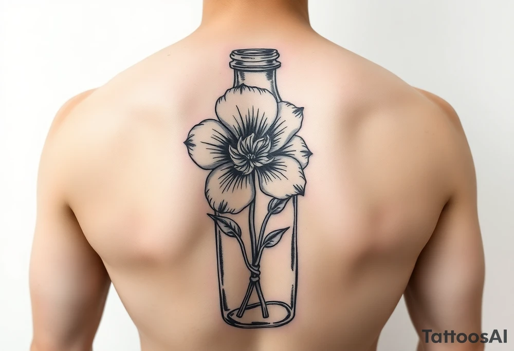 a Edelwiss flower in a bottle.
in color
more sailor style tattoo idea