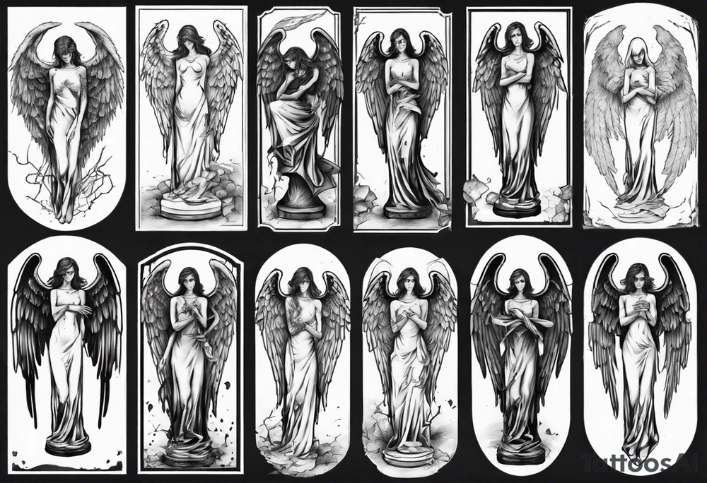 Fallen angel on a grave tattoo idea